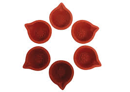DIWALI DIYA RED CLAY  SET OF 6 PIECES