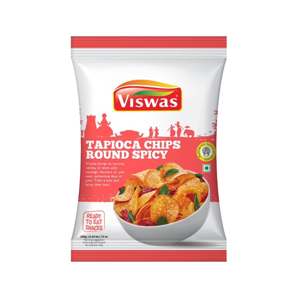 Tapioca Chips Round Spicy 150G - Viswas