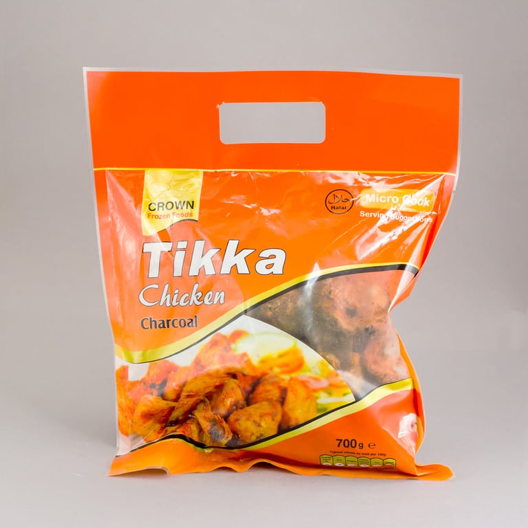 Crown Frozen Tikka Chicken Charcoal 12 Pieces Halal 700g